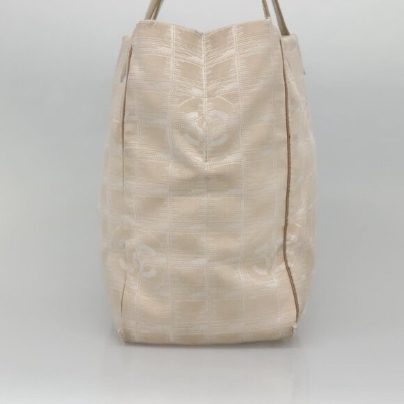 CHANEL New Travel Line Tote Bag Nylon Beige Gold CC Auth - Picture 4 of 16